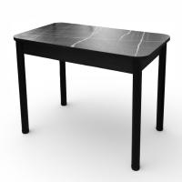 Стол Беседа 980*580 Пластик(Мрамор Тунис черный)B1,Опоры черные+ЛДСП(Бодега темный)
