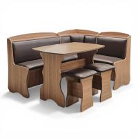 Обеденная группа, Ясень шимо темный (скамья, стол, табурет), Кож.зам. Sicilia BROWN