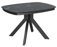 Стол Сохо-2С 120х90 (+32) (царга Черный/МДФ+PVC Черный/Black marble), нога №111Q черный