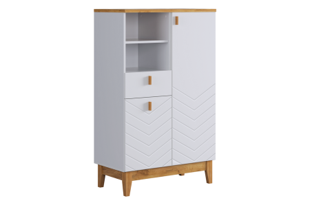 Комод 2 Хюгге белое дерево/дуб крафт золотой/белый матовый