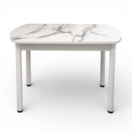 Стол Фаворит 1100*700 Пластик Мрамор белый,(B5)/ЛДСП Белый+опоры(Белый)