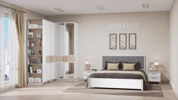 Aurelio 61 Шкаф для одежды и белья+Полки Aurelio 62 Белый-Блеквуд Сатиновый