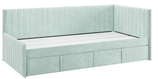 Кровать Твикс (Тахта)  с ящиками 90х200 см мята (велюр)
