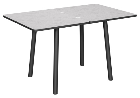 Стол  Дакар-1L New 80*65(+65) царга Чёрный/ЛДСП светлый цемент+нога №15 черный