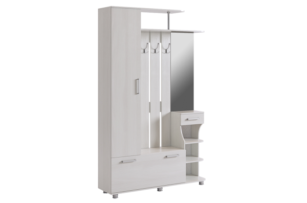 Прихожая Барселона-1, 1301х344х2110 (Белый рамух)