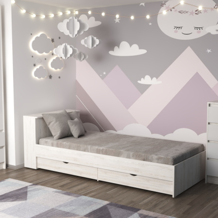 Кровать "АНЖЕ" (90*200)/Сосна лофт/