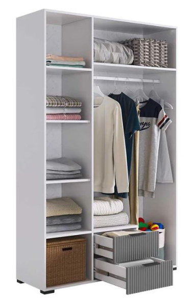 Зефир Шкаф трехдверный 109.02 белое дерево/серый (эмаль)